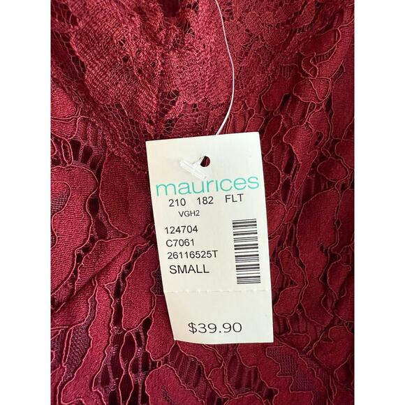 Maurice’s Lace Burgundy Wine Midi Spaghetti Strap Dress Y2K size Small NWT - Picture 6 of 7